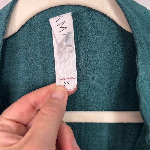 Anthropologie Amadi Rossi Teal Blue Ruffle Mini Long Sleeve Dress Size XS - Picture 5 of 8